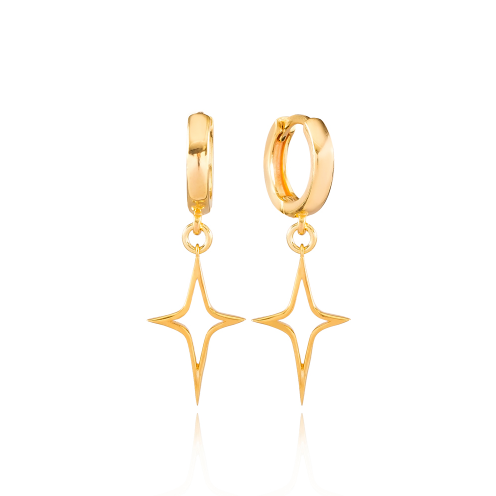 Sarah stretton gold hoops featuring a North Star and perfect for creating your curated ear