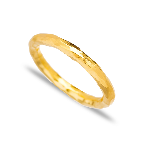 Beautifully crafted from sterling silver and plated in 18K gold vermeil plating, this ring is an understated everyday essential in the SARAH STRETTON collection.  Designed for stacking or wearing alone this subtly hammered ring showcases an organic finish, reminiscent of being tumbled around in the sea.  